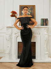 Off Shoulder Velvet Mermaid Cocktail Dress